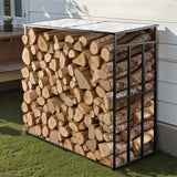 Firewood Storage Rack with Sloped Roof 4 Ft Outdoor Log Holder 1/4 Cord Capacity