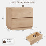 Nightstand Set of 2 with Charging Station, 23.6" Bedside Table with 2 Drawers