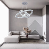 Crystal Ceiling Chandelier 3 Rings Hanging Chandelier In The Living Room