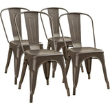 Furmax Metal Dining Chair Indoor-Outdoor Use Stackable Classic Trattoria Chair Chic Dining Bistro Cafe