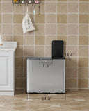 60L 90L Three Compartment Trash Can with Soft-Close Lid, Rectangle Step Trash Can, Fingerprint-Resistant