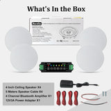Herdio 4 " 320 Watts 2-Way Bluetooth Ceiling Speakers Package Perfect For Home Theater System Living