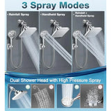Dual Filtered Rain Shower Head Combo High Pressure 10 Modes Handheld Shower Head Built