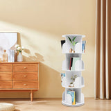 4 Tier Rotating Bookshelf 360° Spinning Display Rack with Wheels