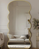 Wavy Full Length Mirror with Stand, 71” x 28" Floor Mirror, Wall Mounted