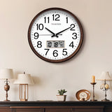 TIMESS 13-inch wood grain wall clock, perpetual calendar, silent timekeeping