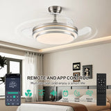 42 Inch Fandelier Ceiling Fan with Light Retractable Ceiling Fan with Lights for Bedroom
