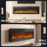 50/60-inch Smart Electric Fireplace Heater with Realistic Flame