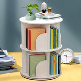 Rotating Bookshelf 2 Tier 360° Display Floor Standing Bookcase Stackable Shelves Bookshelf Organizer for Home Office