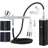 Casubaris cordless portable airbrush kit with compressor rechargeable and replaceable auto stop