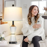 Modern Table Lamps for Living Room 26"with 2 Textured LED Night Light