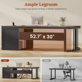 Walnut Executive Desk With Power Outlet Drawers Lateral File Cabinet Adjustable
