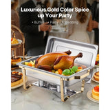 SucceBuy 4 Pack Chafing Dish Buffet Set Stainless Steel Chafer w/2 Full Size & 4 Half Size Pans