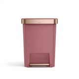 Hybrid Step Can, 45L/ 12 Gallon Rectangular Kitchen Trash Can, Liner Rim System
