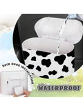 Car Cow Print Trash Can With Lid And Bag Roll Waterproof Auto Garbage Organizer For Vehicle