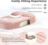 Pink Home Office Chair Mesh Teddy Fleece Swivel Desk Chair with Wheels