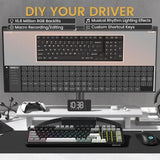 Mechanical Gaming Keyboard with Knob, Bluetooth 5.0/2.4GHz/USB Wired