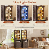 61" Tall Modern Nightstand with 3 Drawers,Built-in Charging Station,LED Light