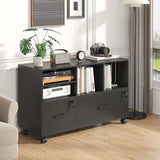 Lockable Rolling Filing Cabinet with Adjustable Shelves for Office Storage