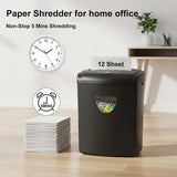 12-Sheet Cross Cut Paper Shredder for Home, P-4 Security, 5.55-Gallon Baske