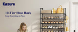 Shoe Rack for Closet - 10-Tier Shoe Organizer with Hook Rack for Entryway