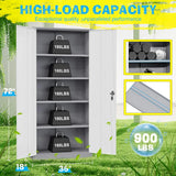 Metal Storage Cabinet, 72" Garage Cabinet with Doors and Shelves Lockable Steel Multifunctional Cabinets
