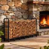 8ft Large Firewood Rack Outdoor, Metal Wood Rack For Fireplace Indoor & Outdoor,Wood