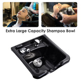 Shampoo Bowl for Salons, Black Hair Wash Bowl, Easy to Clean and Install Commercial Shampoo Sink,