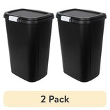 2 Pack Kitchen Trash Can 13 Gallon Plastic Odor-Blocking Touch-Top Garbage Bin with Push Button