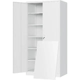 Metal Storage Cabinet with Locking Doors and 5 Adjustable Shelves 72 Garage Storage White Steel
