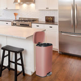 Trash Can, Stainless Steel Kitchen Garbage Can, Step Waste Bin with Hinged Lid