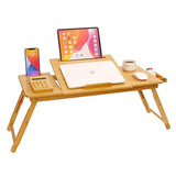 Lap Desk for Bed, Sofa, Floor Bamboo, Black Adjustable Height Angle