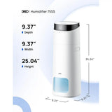 Large Room 1000 sq ft Cool Mist Humidifier with Remote/Touch/Voice & App Control, Low Noise, RGB Light, White HM755S