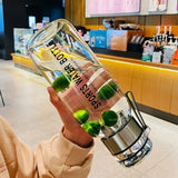 Large Capacity Glass Water Bottle Transparent Milk Juice Cup  for Tour Outdoor Sports