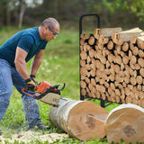 12FT Firewood Rack Outdoor Heavy Duty with Cover for Log Storage, Black