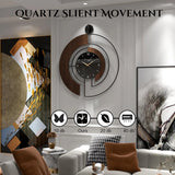 Large Wood Metal Frame Silent Non Ticking Wall Clocks for Living Room