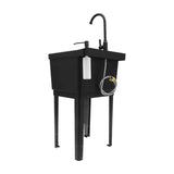 Freestanding Laundry Tub Utility Wash Sink w/ Faucet & Soap Dispenser