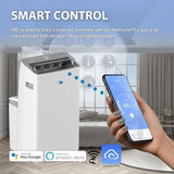 Portable air conditioner for home, white ABS plastic; smart Wi-Fi control