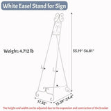 Metal Free Standing Adjustable Display Stand Scroll Easel with Chain Support White Easel Stand