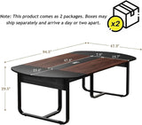 8FT Modern Walnut Black Curved Conference Table