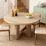 Round Dining Table for 4, 43.3" Wood Kitchen Table with Cross Base