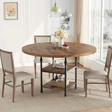 Round Dining Table for 4, Kitchen Dining Room Circle Dinner Pedestal Table