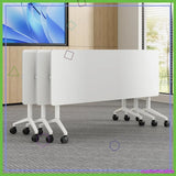 Foldable Mobile Conference Table with Wheels, Flip Top Design