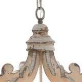Vintage White Wooden Chandelier with Candle Lights Ornate Design