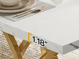 Dining Table, 63" Large Kitchen Table for 4-6 People, Unique Rectangular Dinner Table