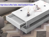 47.3IN LED Modern Coffee Table with 2 Storage Drawers for Living Room