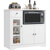 White 3-Door Kitchen Storage Cabinet with Drawer and Adjustable Buffet Sideboard