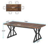 Tribesigns Dining Table for 6 People, 70.8-Inch Rectangular Wood Dining Table