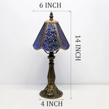 Small Tiffany Table Lamp Stained Glass Desk Lamps 6X6X14 Inch Bronze Resin Base