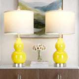 22" Modern Double Gourd Ceramic Table Lamps Set of 2, Bedside Lamps